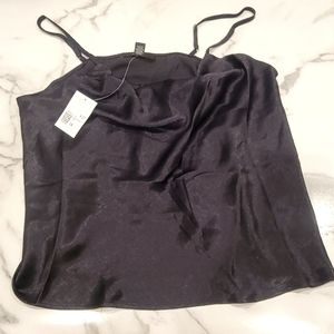 NWT - Forever 21+ Satin Black Cami with Cowl Neckline - Sz 1X